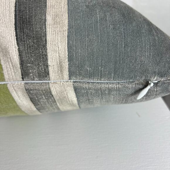 Galbraith and Paul Pillow Hand Block 30X13 Multi stripe Mist/Citron Velvet Down - Picture 7 of 12